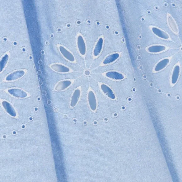 NWT Patachou Girls Blue Embroidered Cotton Dress